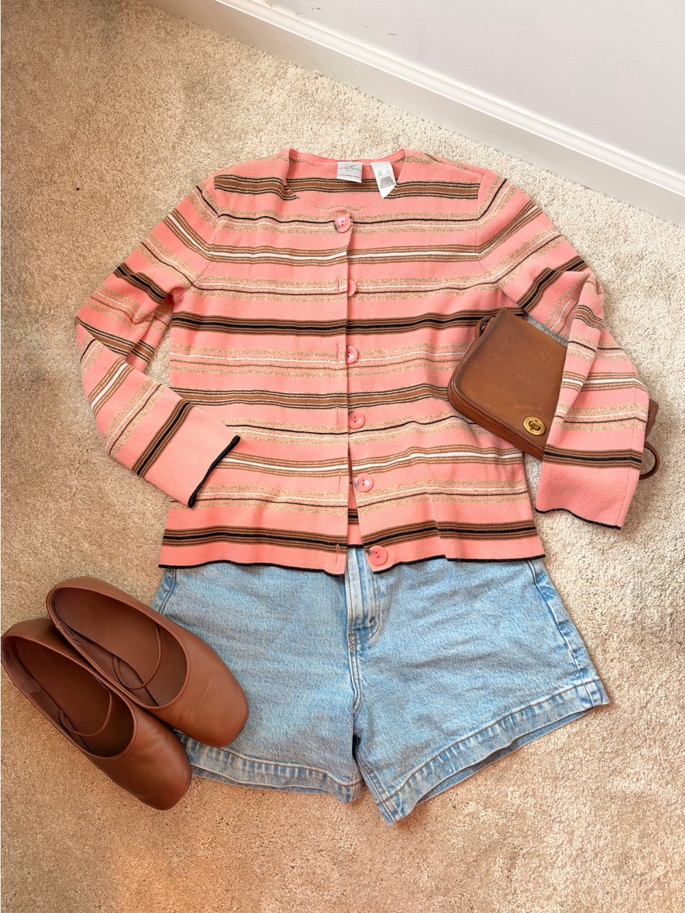 Vintage Emma James Striped Pink Cardigan